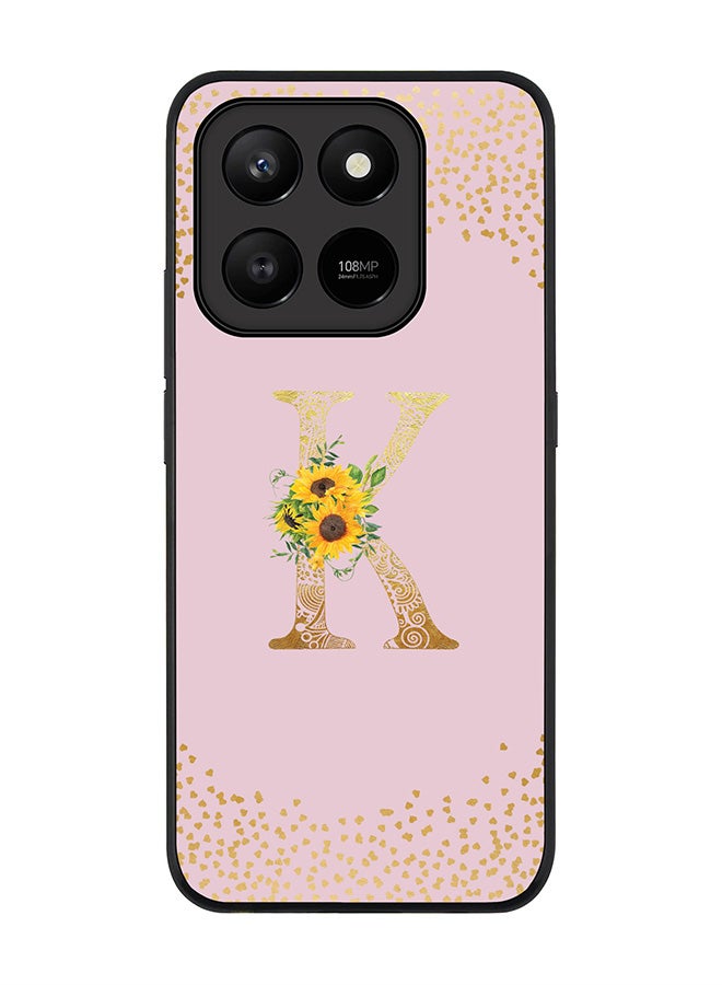 For Honor X7d 4G / X7d 5G / 400 Smart Case,Slim fit Camera Protection, Shockproof Thin Phone cover  - Custom Floral Monogram - K  (Pink )